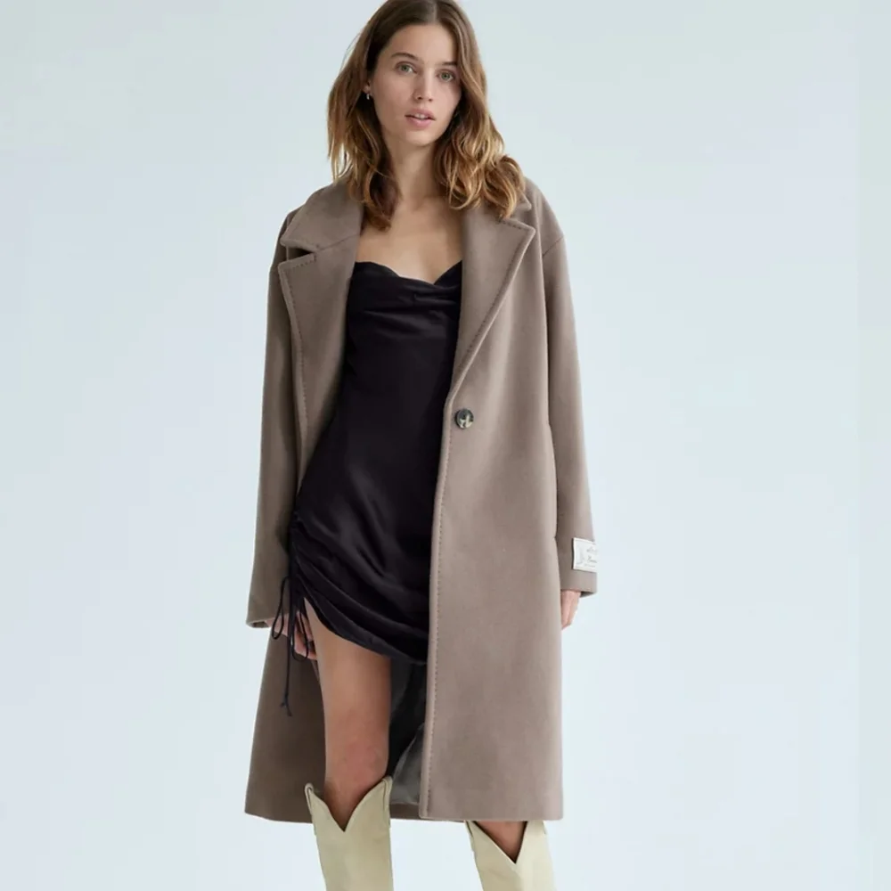 Wilfred Only Ruched Slip Dress, Ruched cowl-neck dress, Small Birch/Bitter Choco - Picture 4 of 10